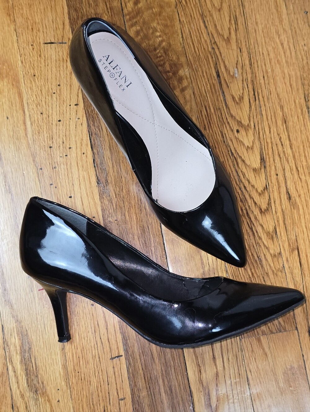 Alfani Patent Black Pointed Toe Pumps 3" Heel Size 9M